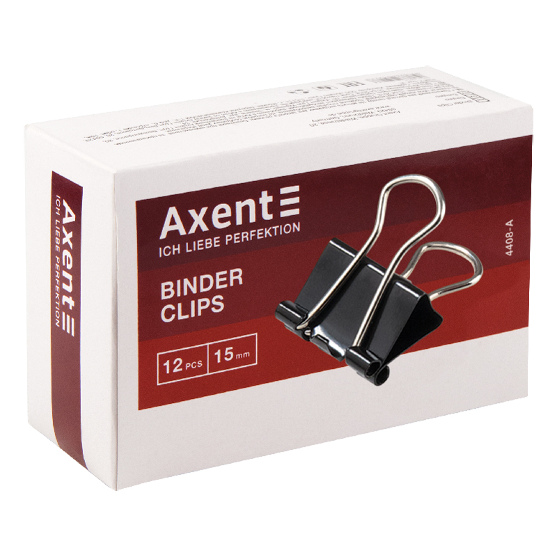 Затискачі для паперів AXENT 15 мм 12 шт чорні (4408-A)